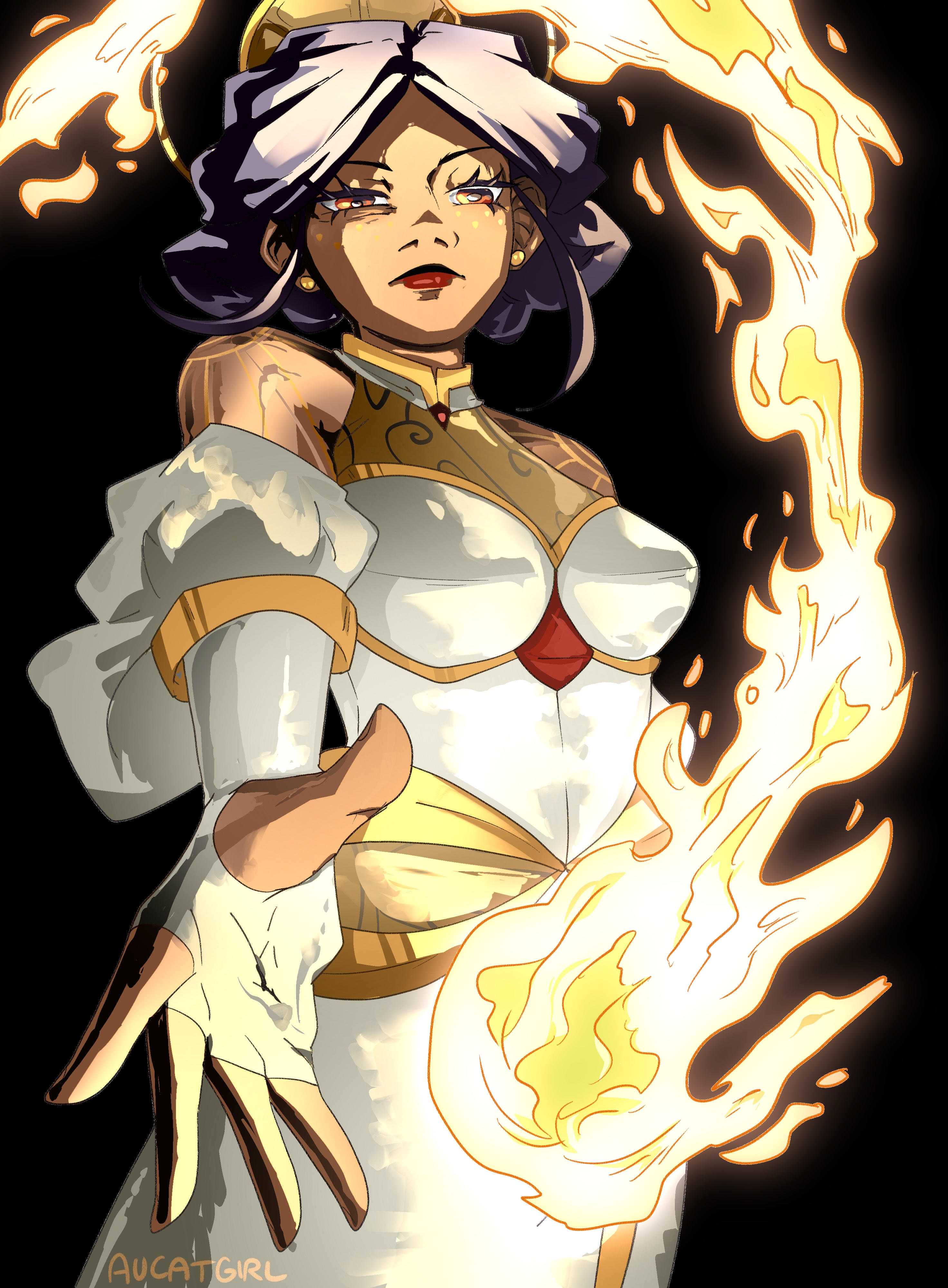digital art of mage girl with pyrokinesis