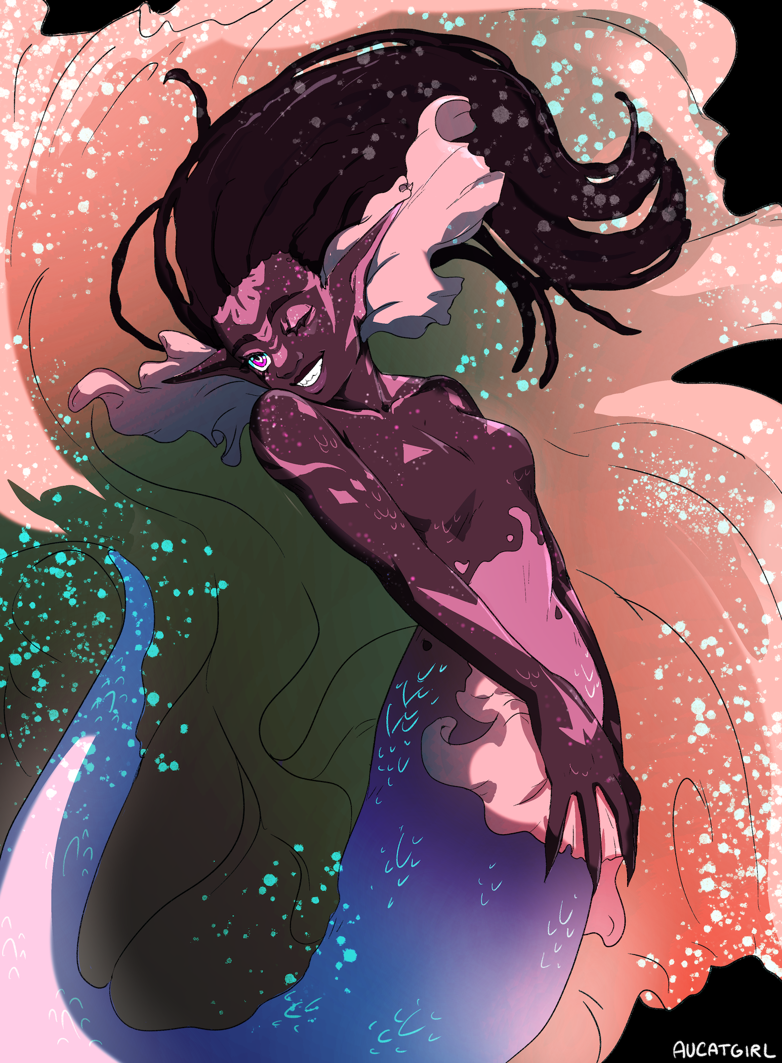 digital art of a mermaid girl